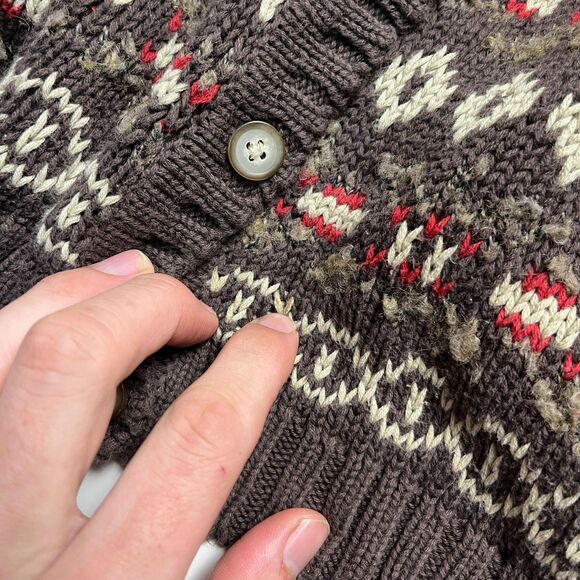 1990s GAP kids XL cardigan sweater, vintage XL (age 11-12) brown/red sweater - Picture 7 of 8